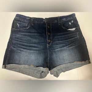 Time and Tru Rolled Blue Jean Denim Shorts Women’s Size 20 Button Up Distressed